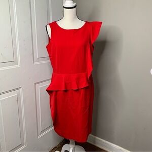 Calvin Klein‎ asymmetrical ruffle midi dress